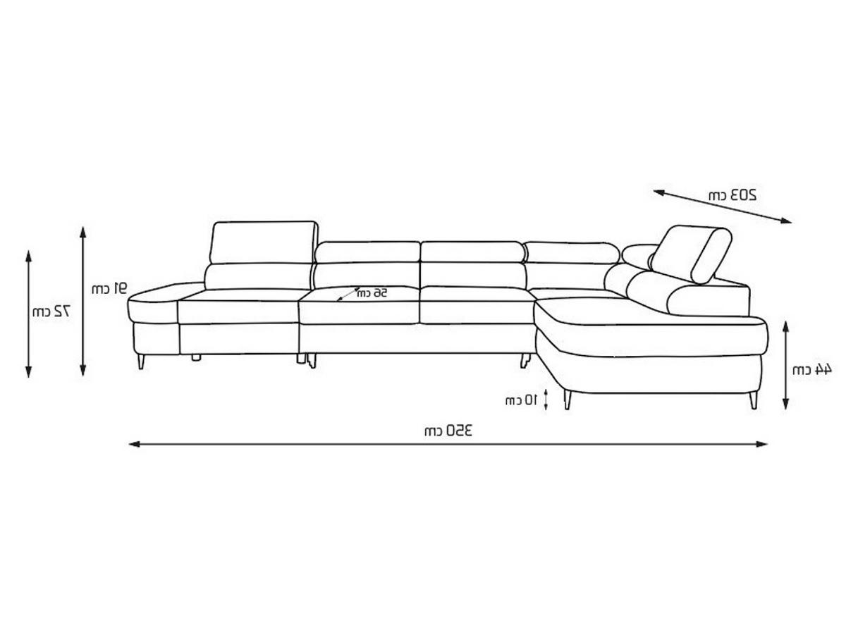 ECKSOFA PRIAM MAXI L-Form mit Schlaffunktion & Bettkasten, 6-Sitzer, 350cm, Verstellbare Kopfstützen, Ottomane Rechts - Hellgrau, Holz/Textil (350/203cm) - Muffo