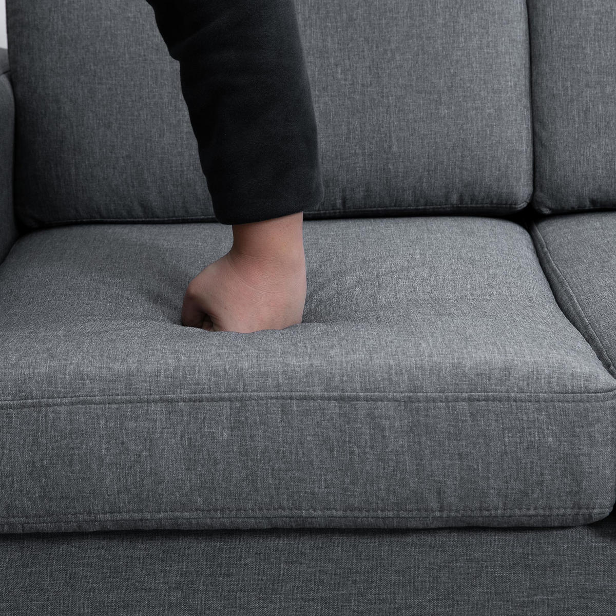 SOFA 3-Sitzer, Holz, Stoff, Dunkelgrau - Dunkelgrau, Holz (82/78/200cm) - HOMCOM