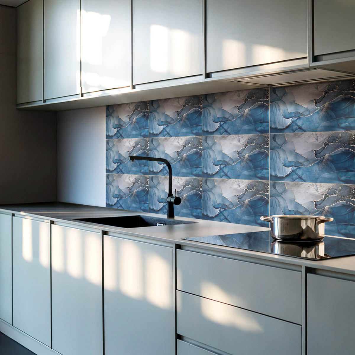 WANDPANEEL 10x 40x20 cm selbstklebend Aurora - Blau, Kunststoff (20/1.6/40cm) - Wallfluent