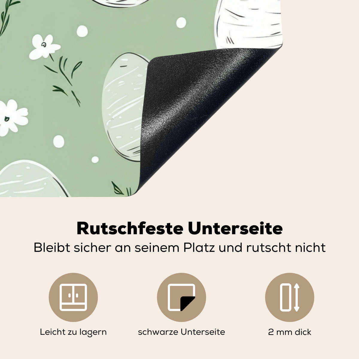 HERDABDECKPLATTE Grün - Eier - Muster Induktionsschutz 91.2x52 cm - Waldgrün, Kunststoff (91.2/52/0.2cm) - MuchoWow