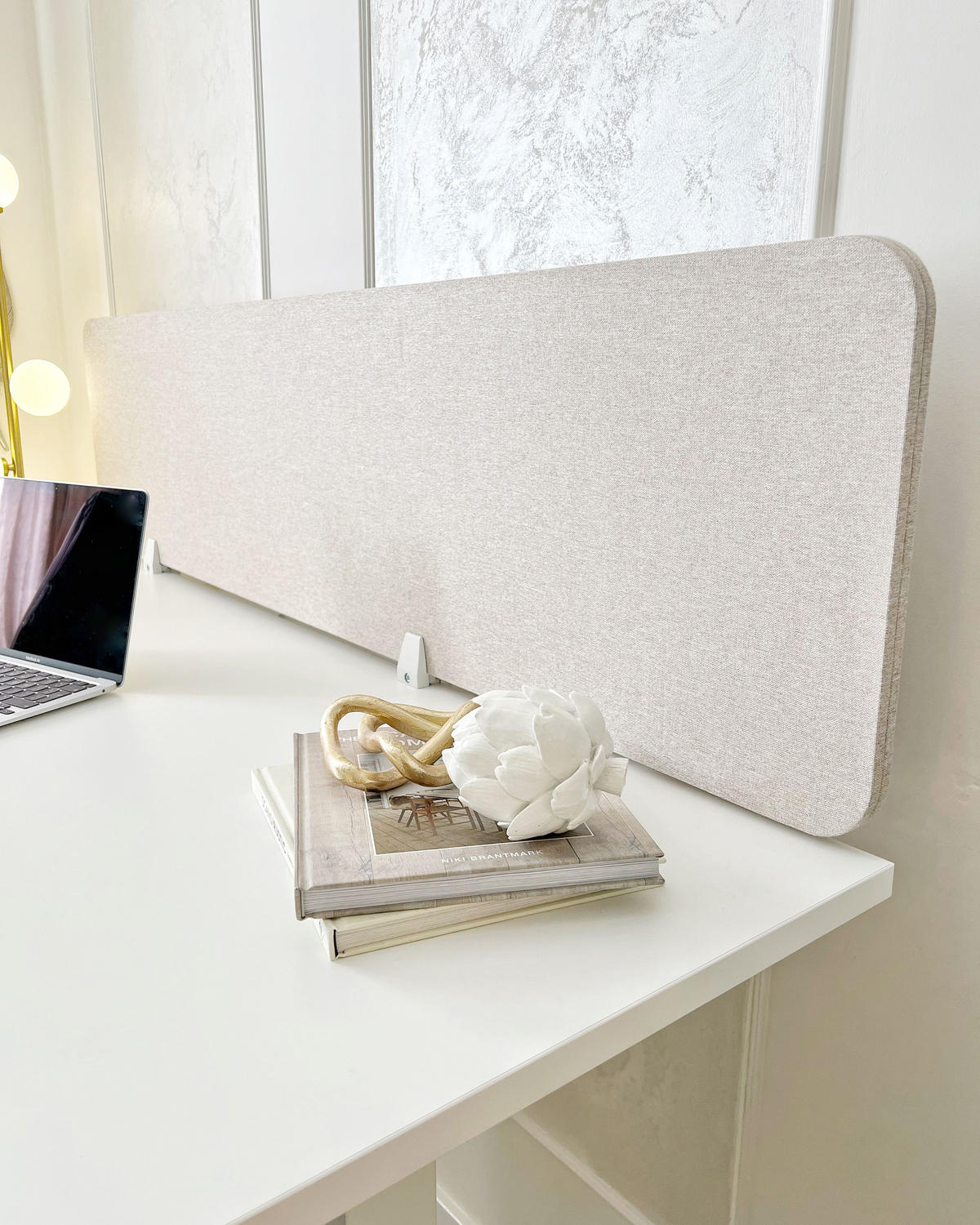 PANOU SEPARATOR DE BIROU 160 x 40 cm bej Wally - bej, material textil (160/40/2cm) - Beliani