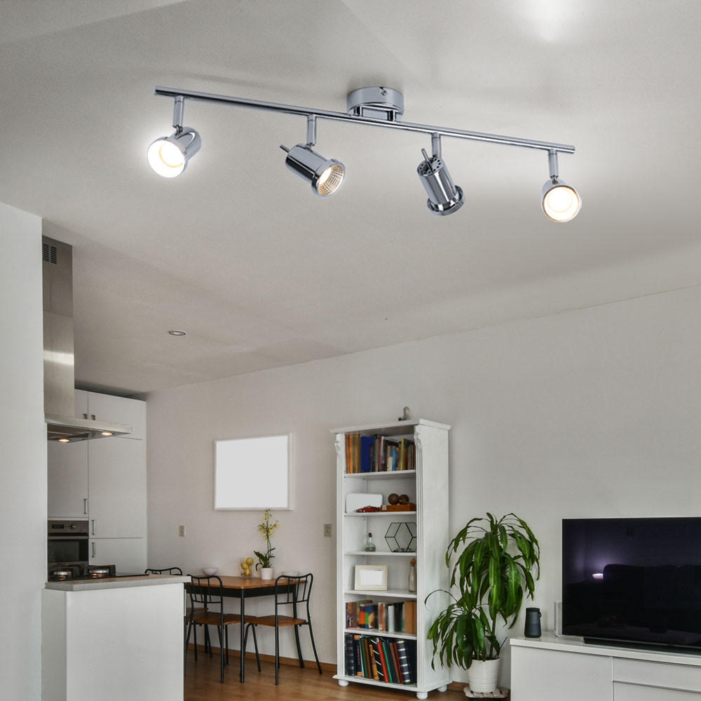 LED DECKENLEUCHTE Chrom silber verstellbar - Silberfarben, Metall (63/8/14cm)