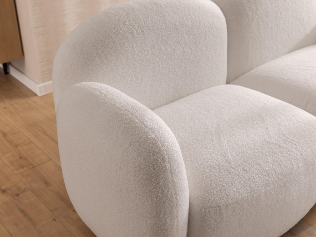 ECKSOFA Nuvola mit abgerundetem Design Schwarz Bouclé-Stoff - Ottomane Rechts - Schwarz/Weiß, Holz/Kunststoff (268/146cm) - S-Style Möbel