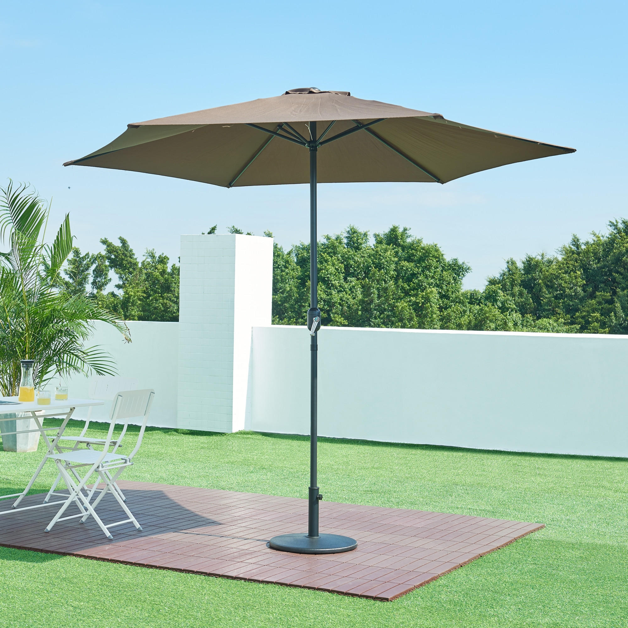 SONNENSCHIRMSTÄNDER Bionaz - Schwarz, Stein (50/50cm) - casa.pro