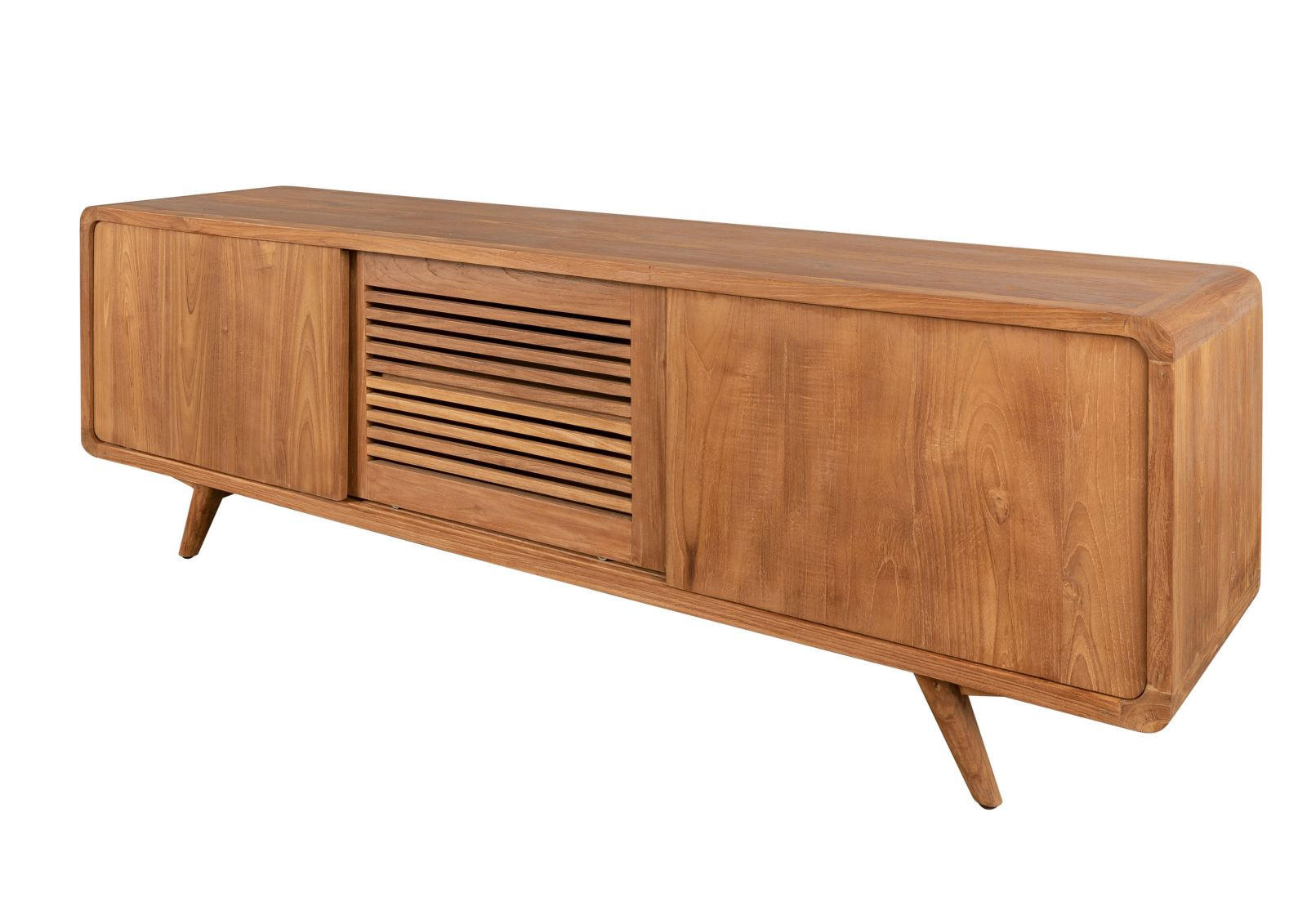 TV-BOARD Teak 180x45x60 natur unbehandelt BUTON #104 - Naturfarben, Holz (180/60/45cm) - Massivmoebel24