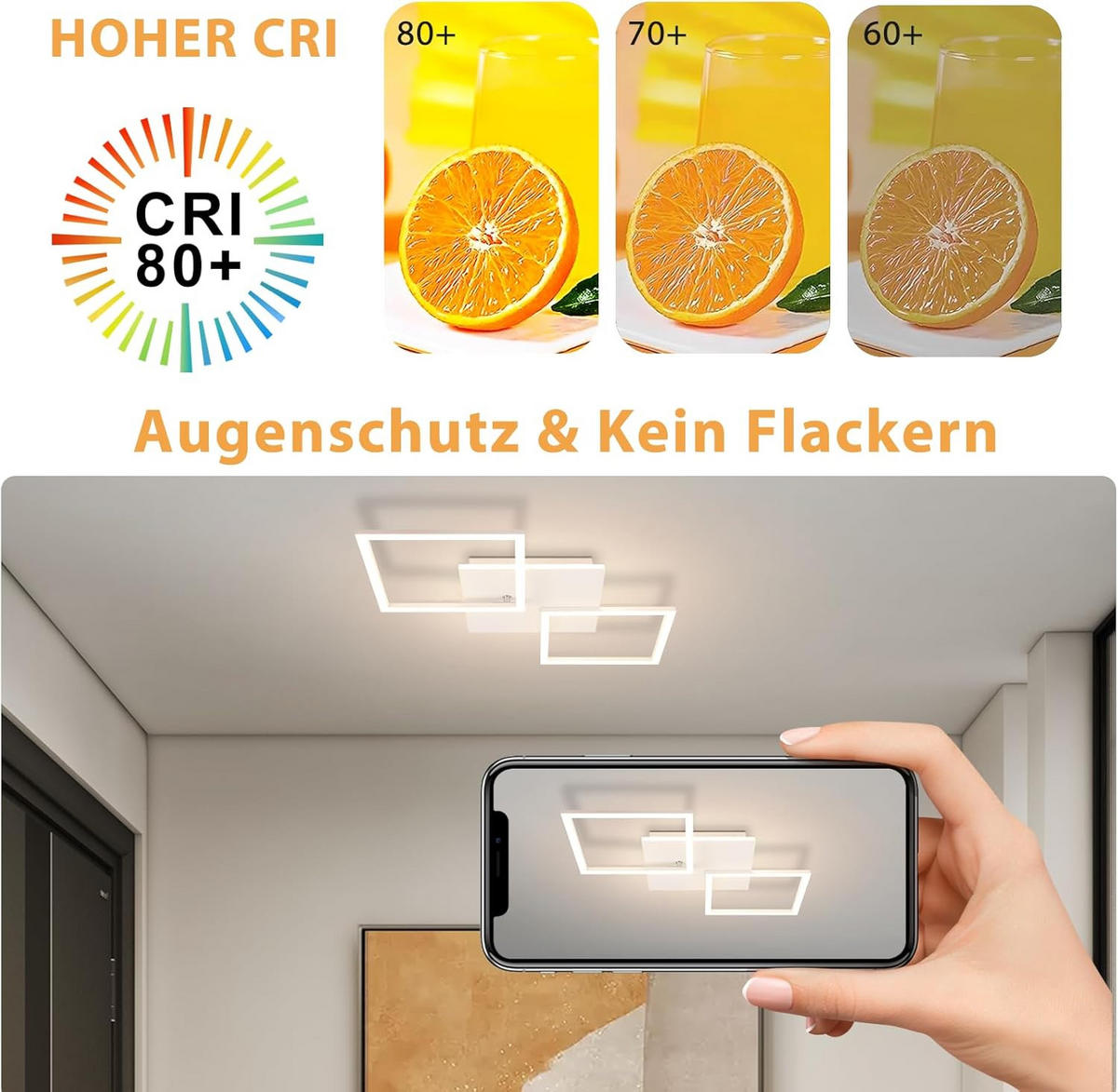 LED-DECKENLEUCHTE Eisenort 62.8/7.4/29.5 cm - Weiß, Metall (29.5/62.8/7.4cm) - ZMH