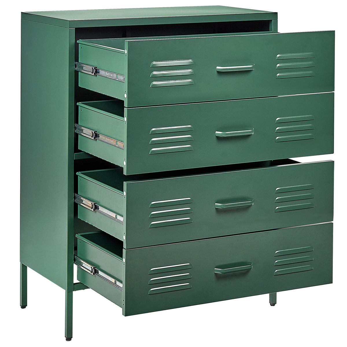 KOMMODE 4 Schubladen Dunkelgrün Enago - Grün, Metall (80/102/40cm) - Beliani