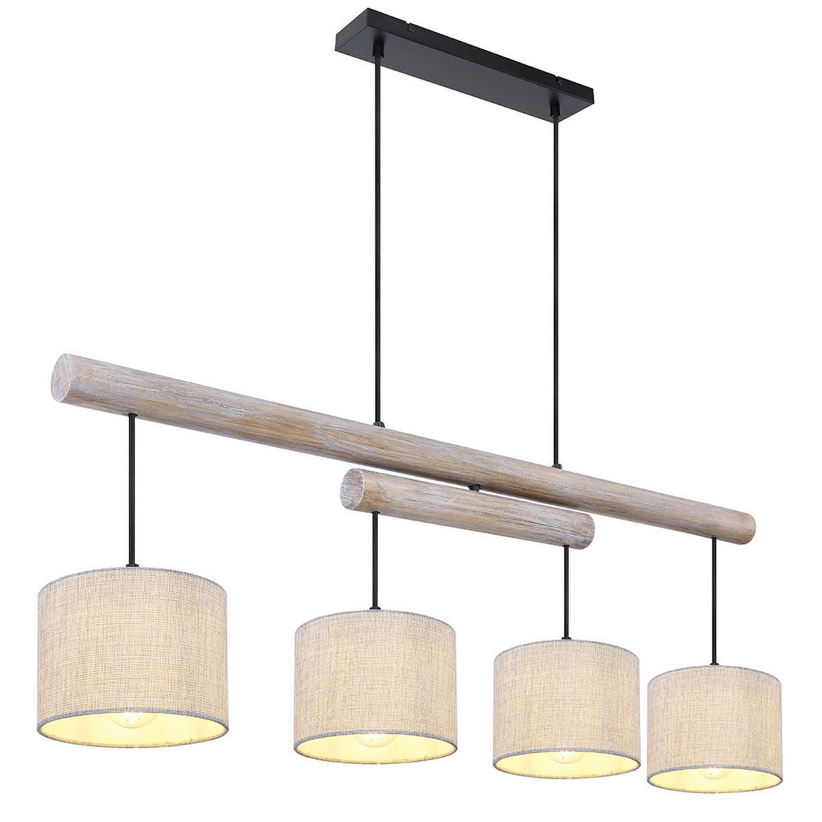 HÄNGELEUCHTE Holzoptik Beige Schwarz - Beige, Holz (113/18/120cm) - Globo Lighting