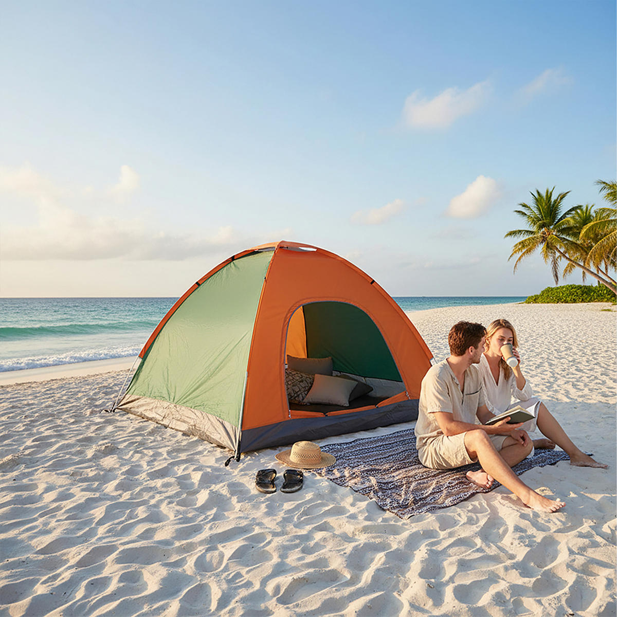 POP-UP stan na pláž - různobarevná, textil/plast (200/200cm) - Relaxdays