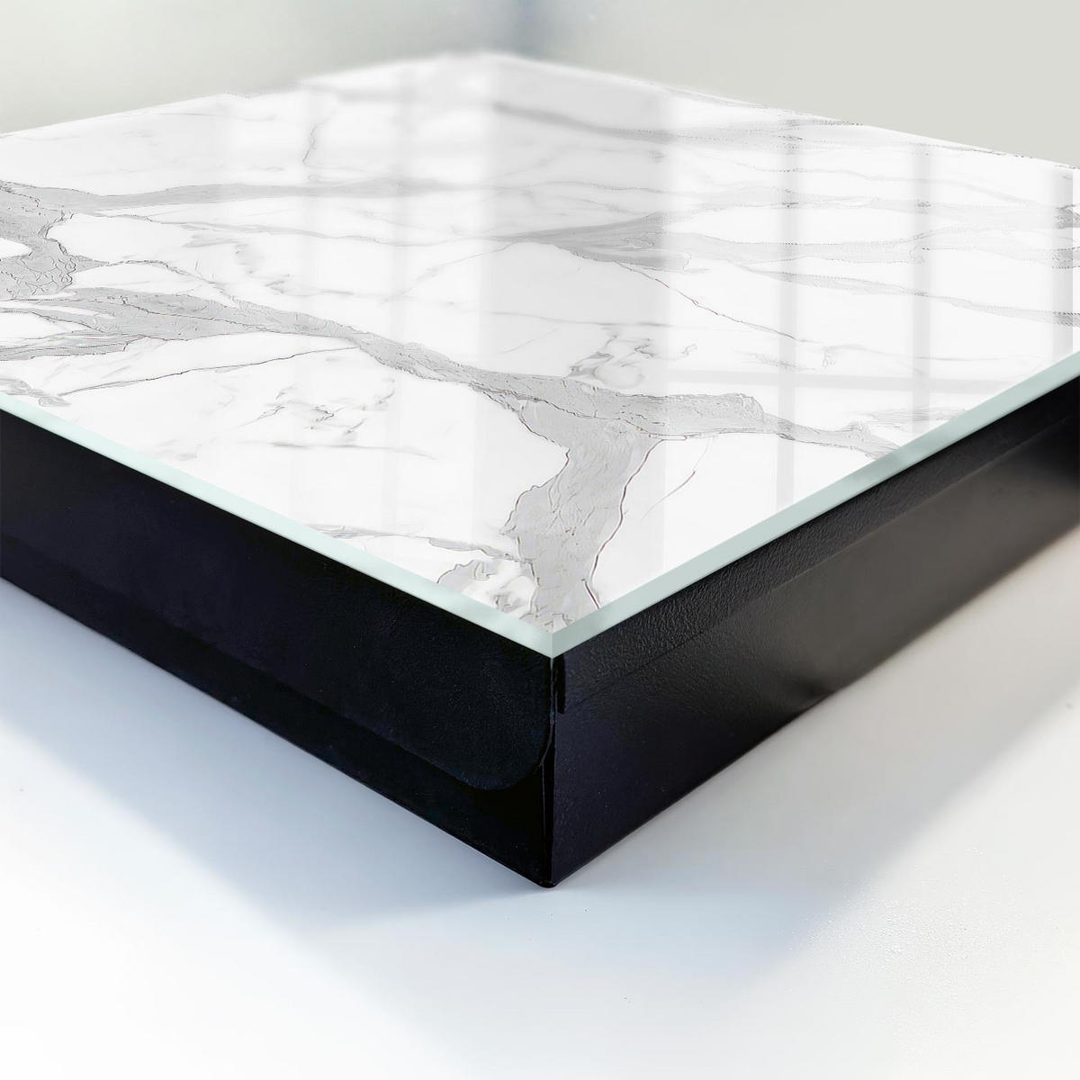 SCHLÜSSELBOX Schwarz 30x30 cm- Türöffnung nach rechts - Marmor-Eleganz - Weiß, Metall (30/30/5cm) - TULUP