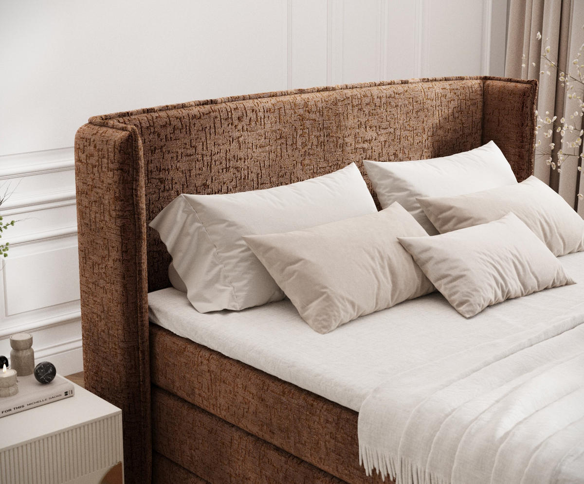 BOXSPRINGBETT Freeland Kupfer 140/200 cm mit Matratze und Topper - Schwarz/Kupferfarben, Holz/Holzwerkstoff (140/200cm) - Maison de Reve