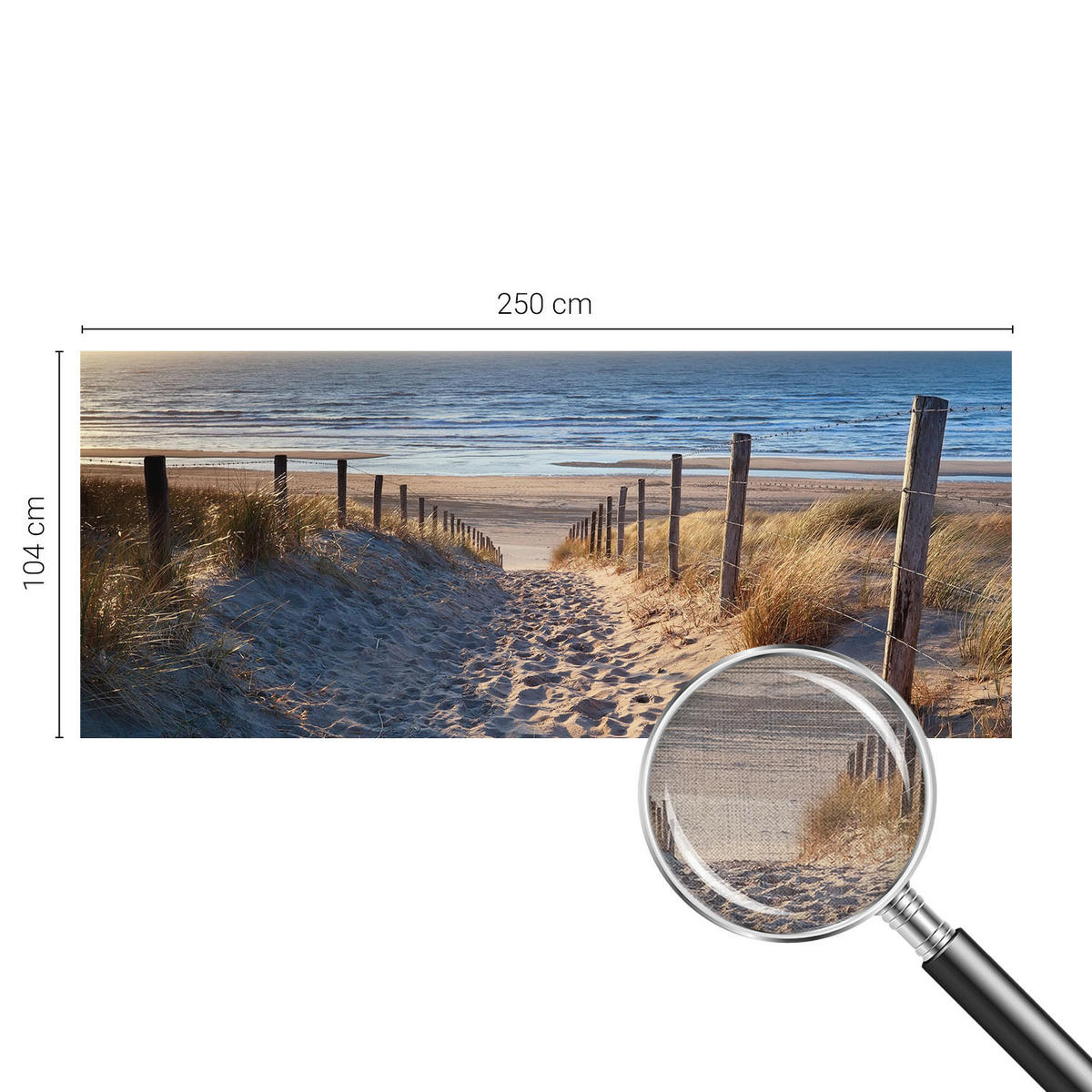 FOTOTAPETE 250x104 cm - Strandweg - Weiß, Textil (250/104cm) - Wallfluent