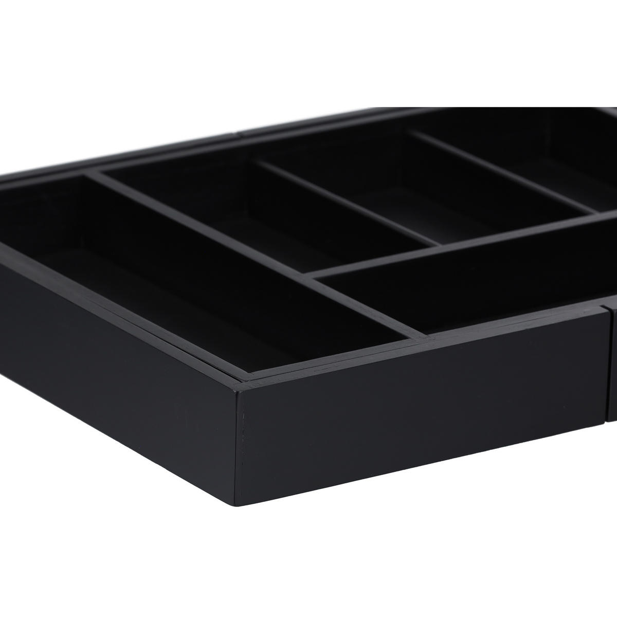 BESTECKKASTEN - Schwarz, Holz/Holzwerkstoff (49/5/28cm) - Relaxdays