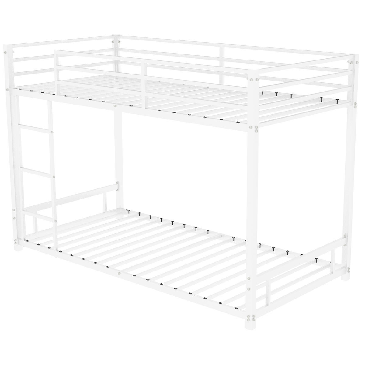 ETAGENBETT mit Leiter und Schutzgeländer 197 x 98 x 136 cm Metall Weiß - Weiß, Metall (90/190cm) - Beauniv