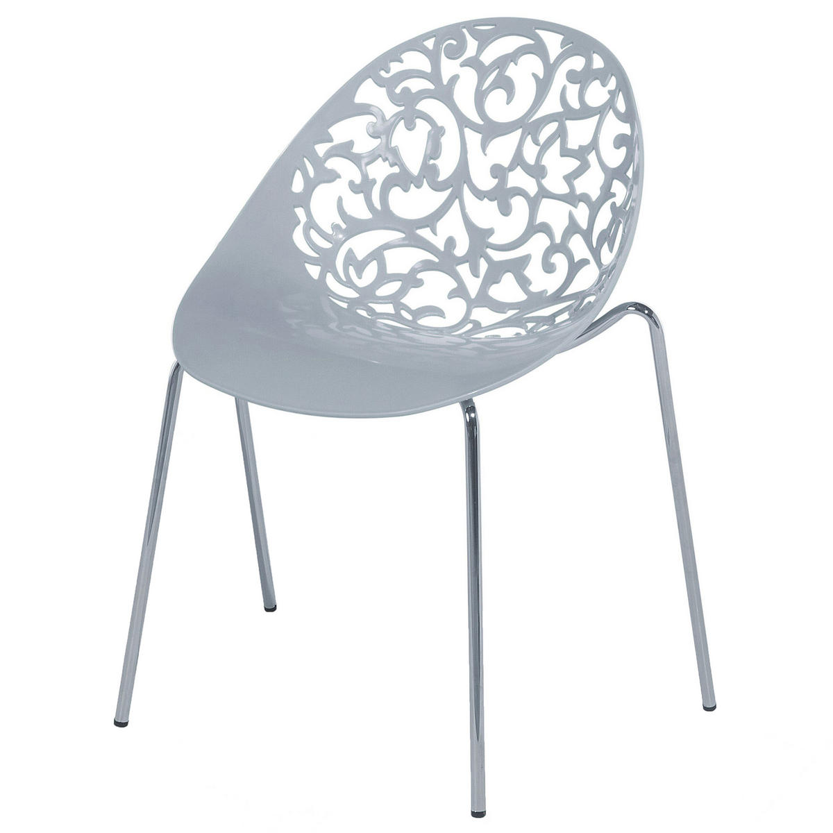 STUHL 4er-Set Kunststoff Grau Mumford - Grau, Kunststoff/Metall (62/80/43cm) - Beliani