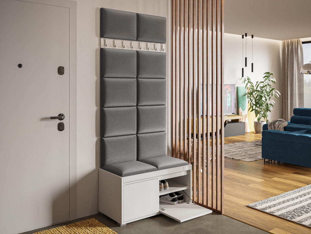 GARDEROBEN-SET Grawis 80 II - Silberfarben/Grau, Holzwerkstoff/Kunststoff (84.5/45/34cm) - MIRJAN24