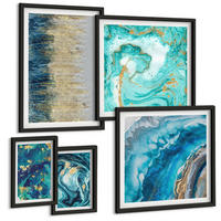 BILDER SET 5er Set - 50x50 cm & 20x30 cm & 40x60 cm Schwarzer Rahmen - Wilde Landschaften, Berge, Hirsche - Schwarz, Kunststoff (40/60cm) - TULUP