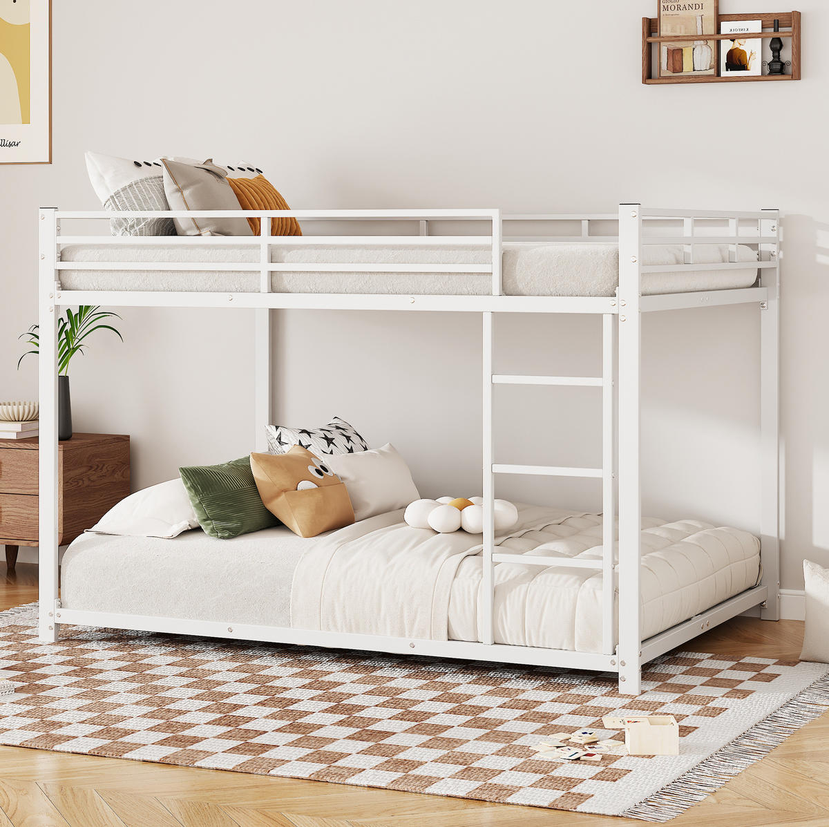 ETAGENBETT 140/200 cm aus Metall in Weiß – platzsparend und kindersicher - Weiß, Metall (140/200cm) - Flora Grace