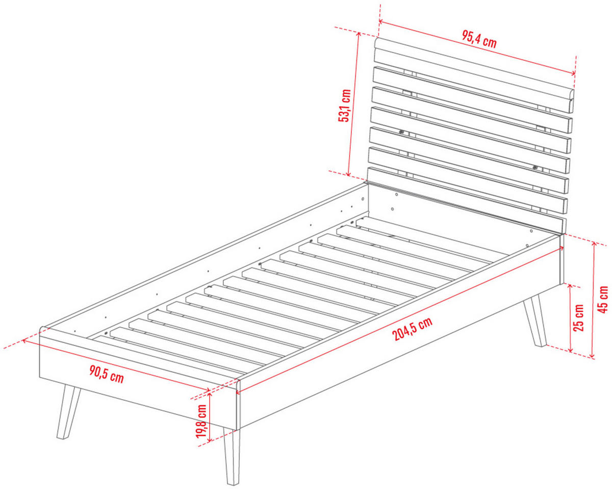 BETT NATURE - Eichefarben, Holzwerkstoff (213/95/95cm) - Vox Möbel