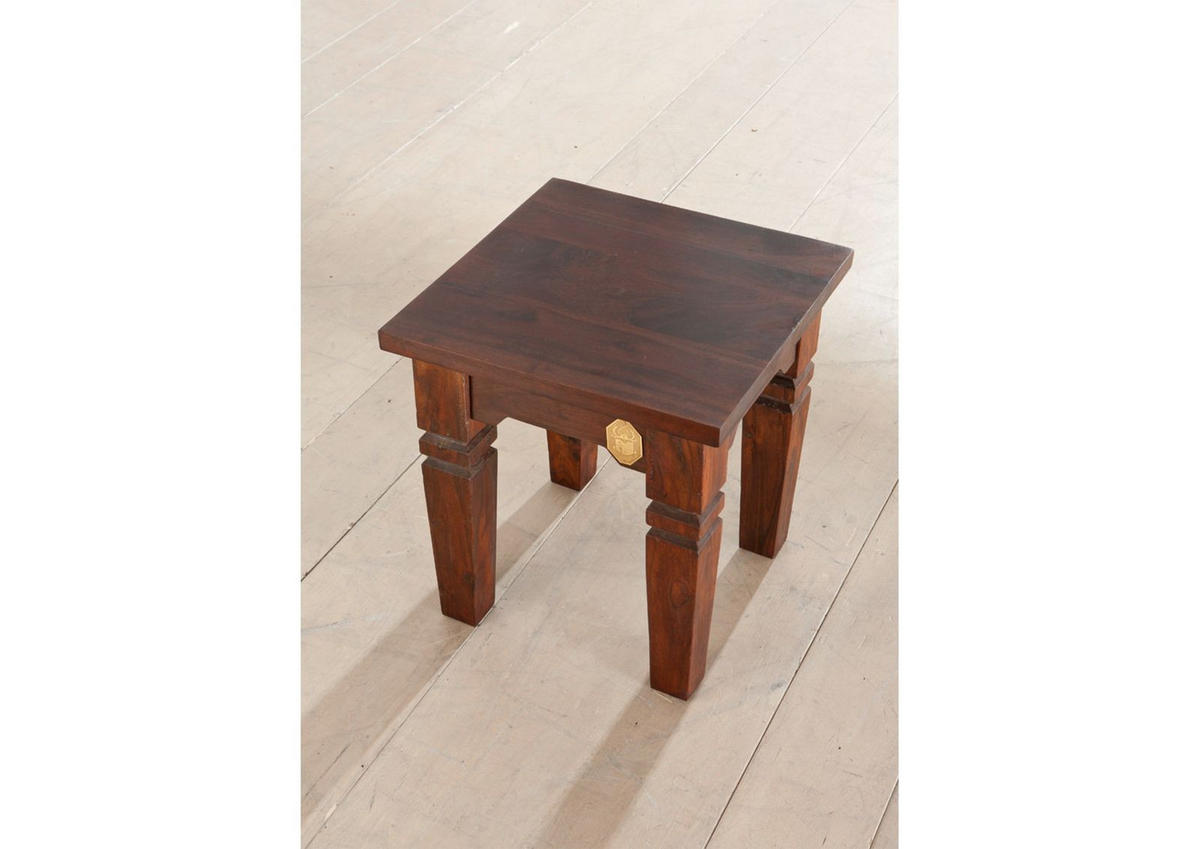 HOCKER Akazie 42x42x45 nougat lackiert OXFORD #601 - Dunkelbraun, Holz (42/45/42cm) - Massivmoebel24