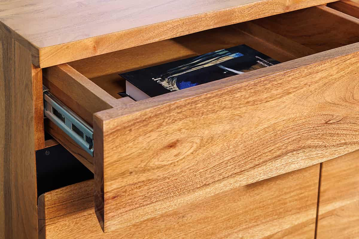 SIDEBOARD MAMMUT Akazie 160cm - Schwarz/Braun, Holz/Metall (160/85/45cm) - riess-ambiente