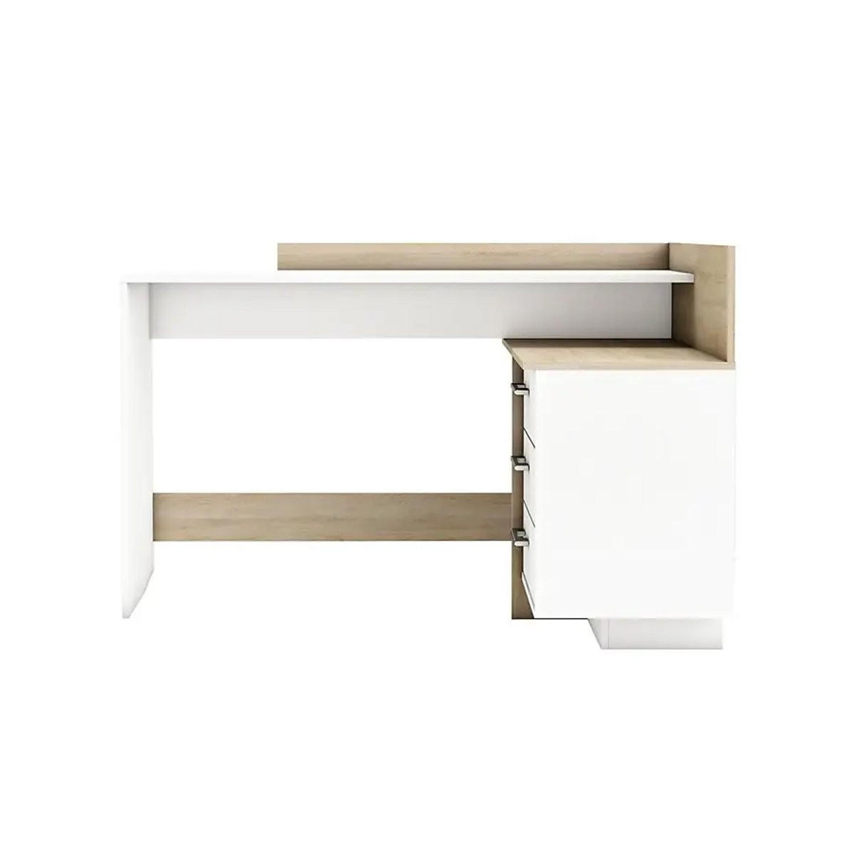 SCHREIBTISCH mit 3 Schubladen, weiß und Holzdekor, L128,5 cm - Thalès - Weiß, Holzwerkstoff (128.5/105.7/83.2cm) - Calicosy