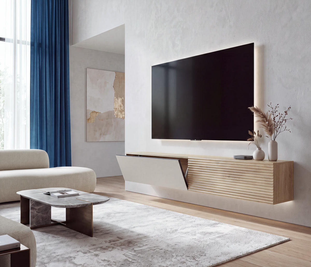 TV-RACK Eiche Dekor - Eiche Wotan, Holz (160/30/30cm) - MCW
