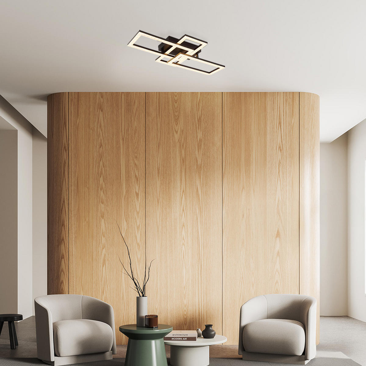 LED DECKENLEUCHTE Kristalle Schwarz - Schwarz, Metall (61.4/34/9.3cm) - Globo Lighting
