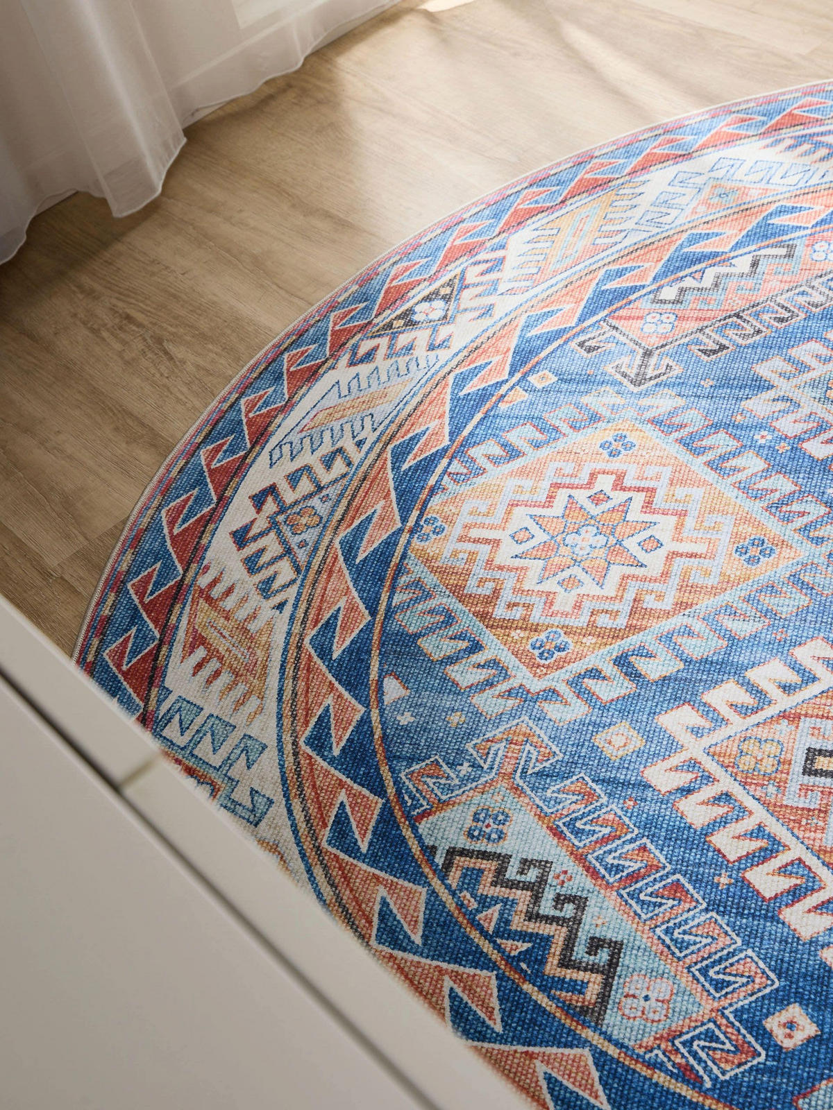 VINTAGE-TEPPICH George waschbar ø 120 cm rund - Blau, Kunststoff (120/120cm) - benuta