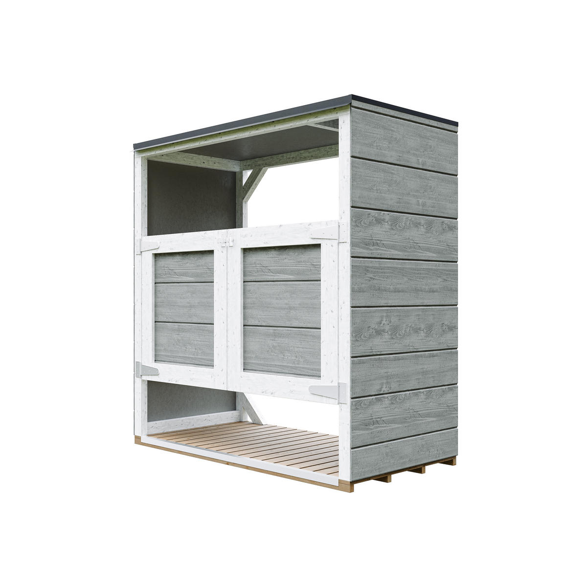 MÜLLTONNENBOX 2er 240L, M980A-TUNDRA GREY, aus wetterfestem LP Smartside Holz - Grau, Holz (153/159/75cm) - Timbela