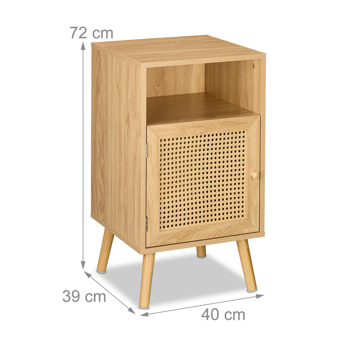 NACHTTISCH - Hellbraun, Holz/Holzwerkstoff (40/72/39cm) - Relaxdays