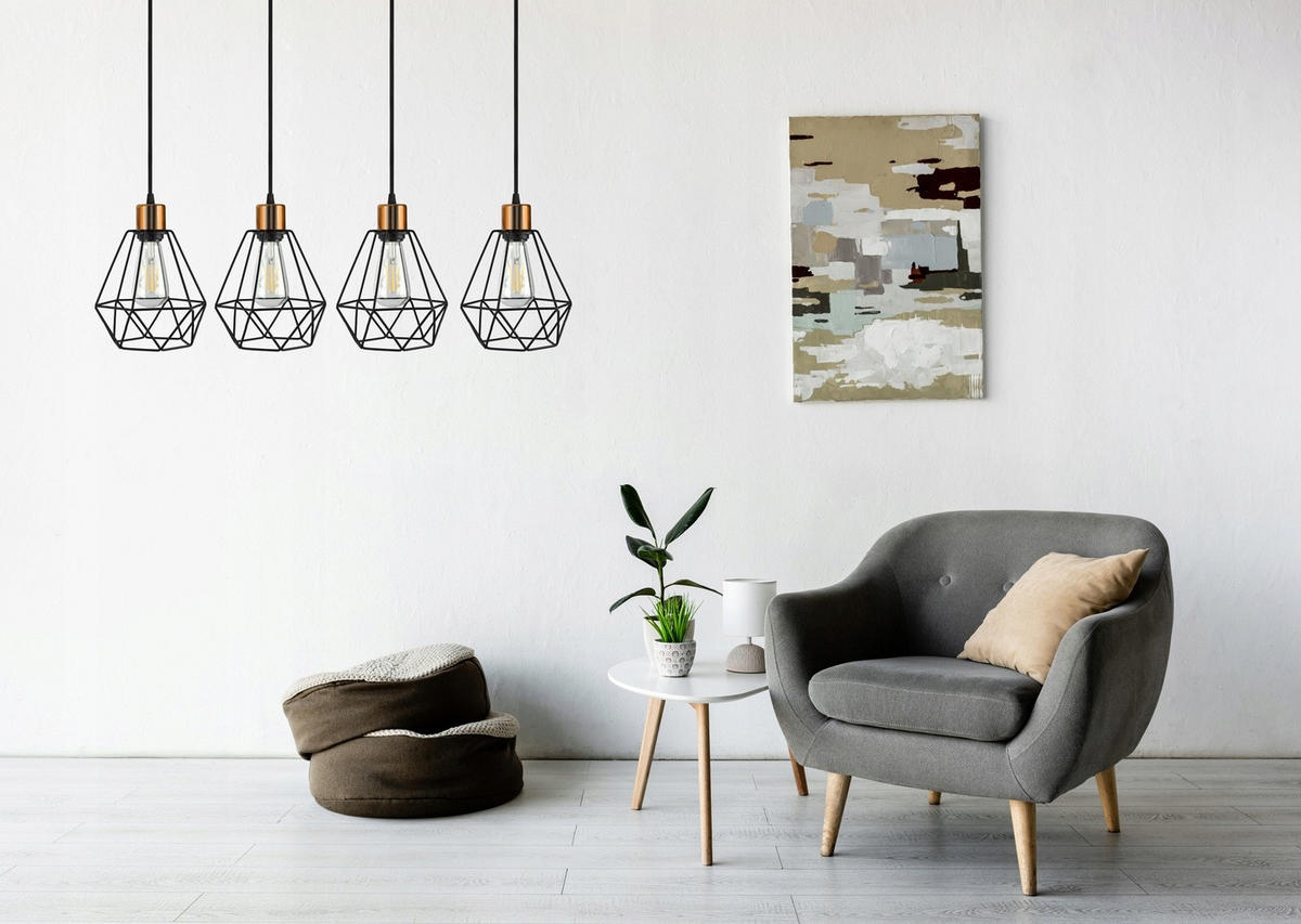 PENDELLEUCHTE EDISON II - Goldfarben/Schwarz, Metall (20/98/100cm) - kiki design