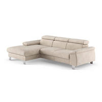 ECKSOFA mit Schlaffunktion und Bettkasten - Chromfarben/Beige, Holz/Textil (244/166cm) - Cotta