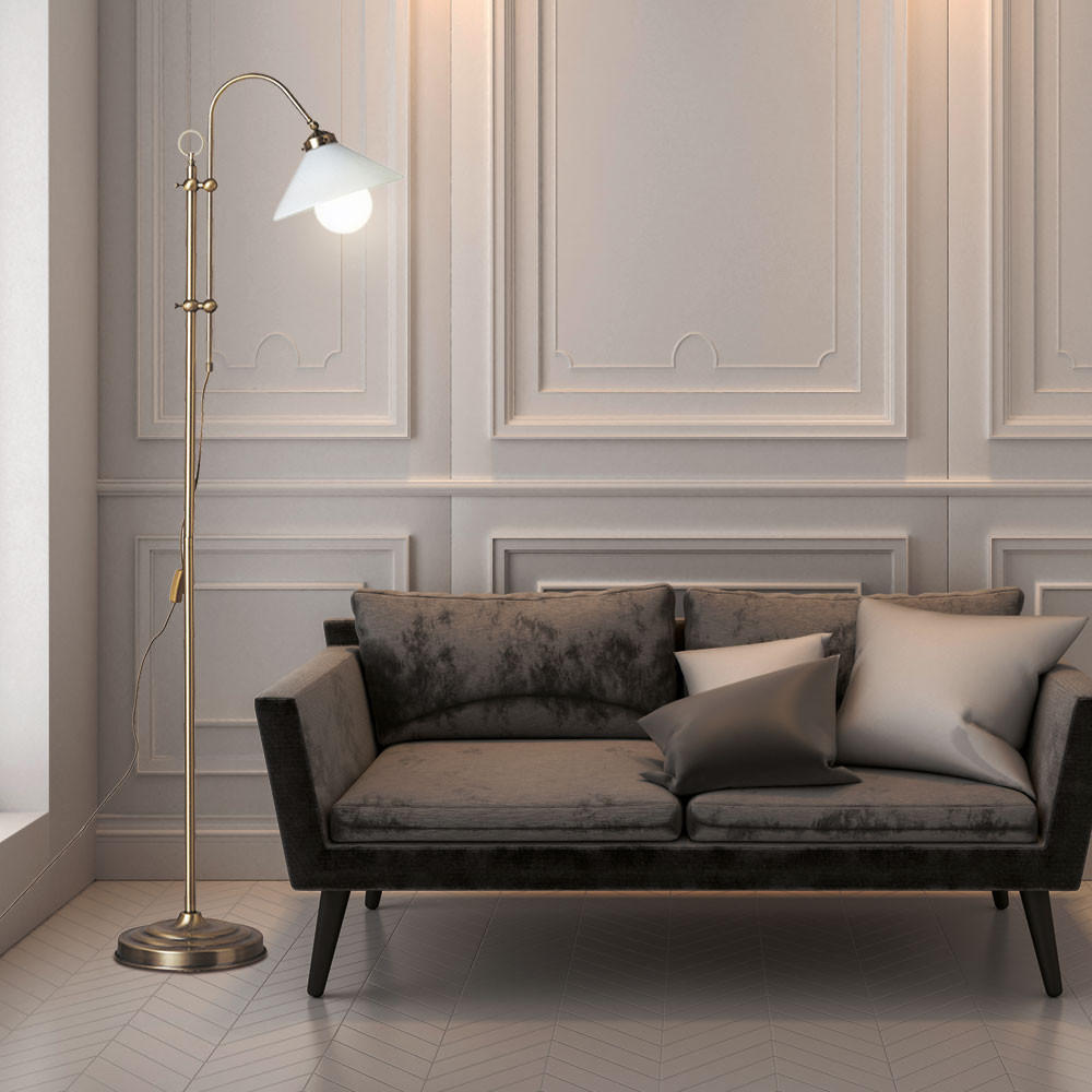 LED STEHLEUCHTE Landlife Messing Opal - Messingfarben, Glas (47/47/170cm) - Globo Lighting