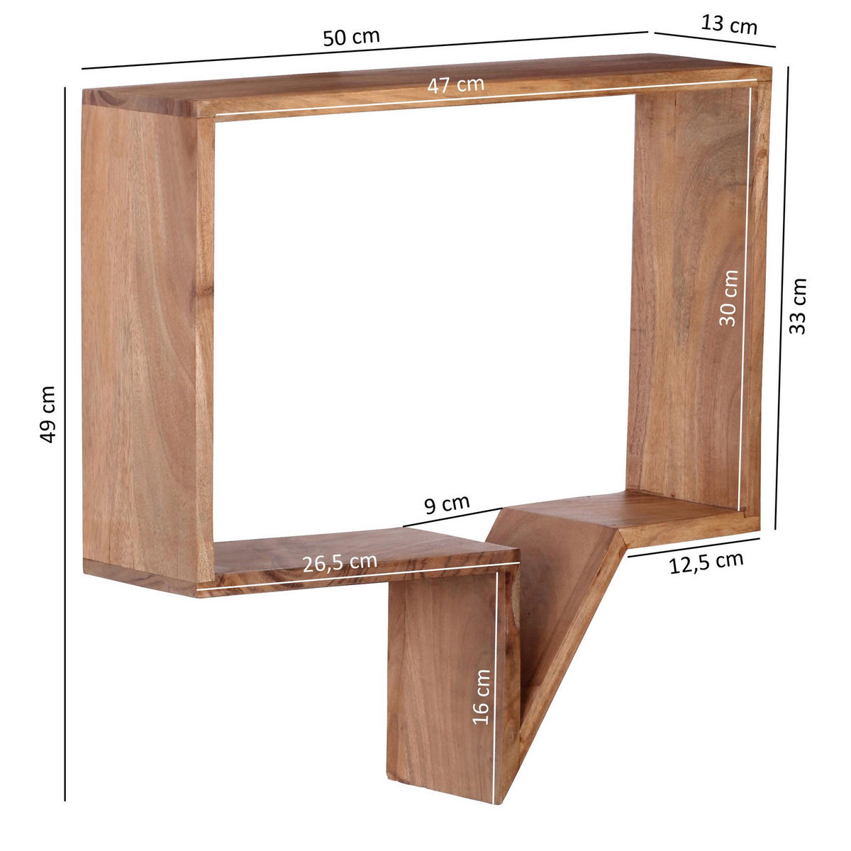 2ER-SET Wandregale ANDERS Holzregal - Akaziefarben, Holz (50/49/13cm) - tinkaro