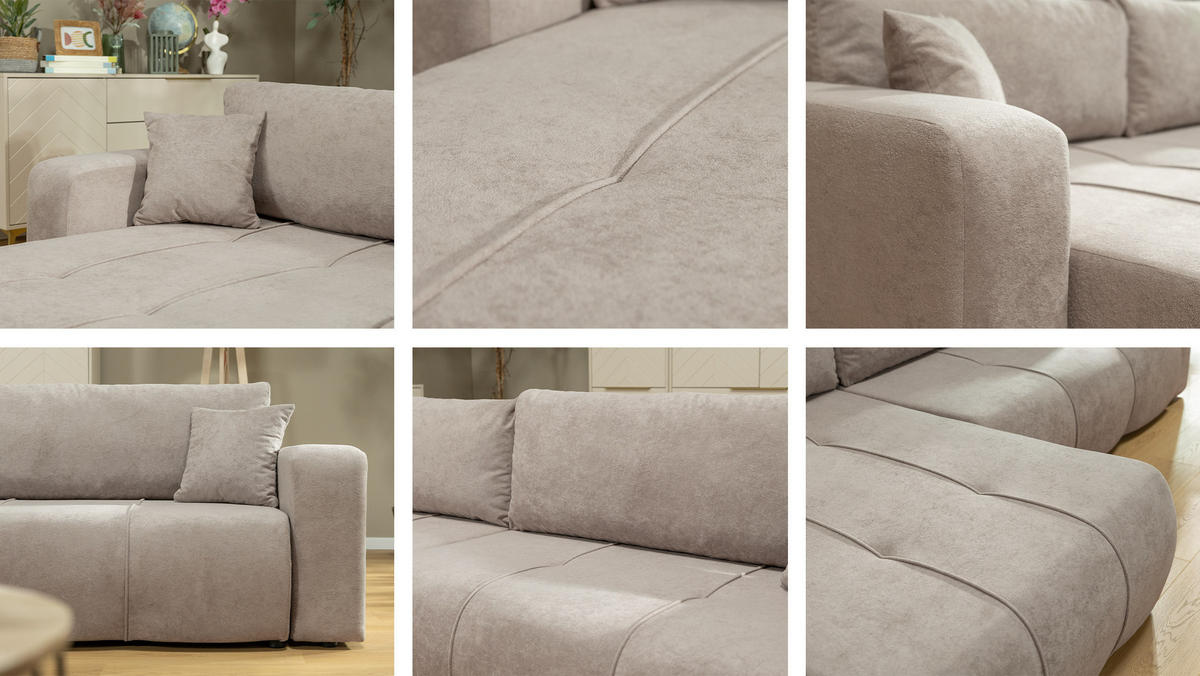 ECKSOFA Furyn Maxi - Gelb/Schwarz, Holz/Kunststoff (274/145cm) - MIRJAN24