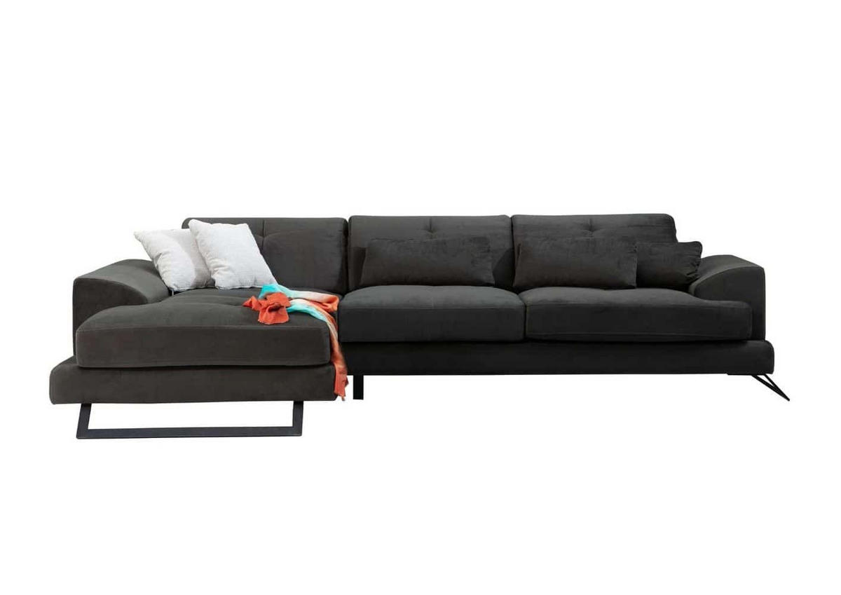 ECKSOFA mit verstellbarer Rückenlehne - Anthrazit/Creme, Holz/Textil (304/190cm) - myHomelando
