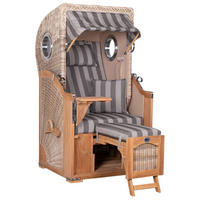 STRANDKORB Düne 1 Sitzer Teak PE Shell - Braun/Grau, Holz/Textil (96/165/80cm) - Mr. Deko