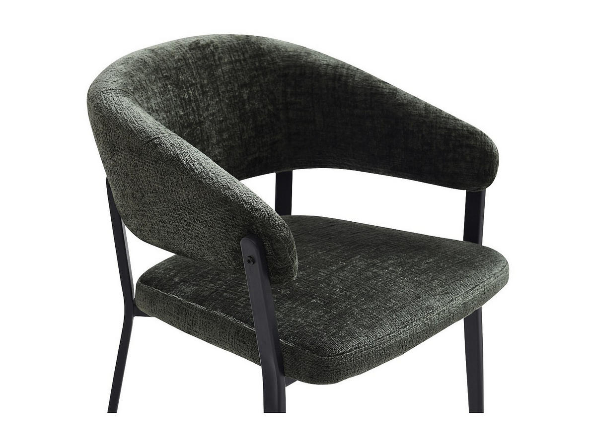 STUHL mit Armlehnen 2er-Set - Stoff & schwarzes Metall - Grün - AVRELA - Grün, Textil (56/77/55cm) - Vente-Unique