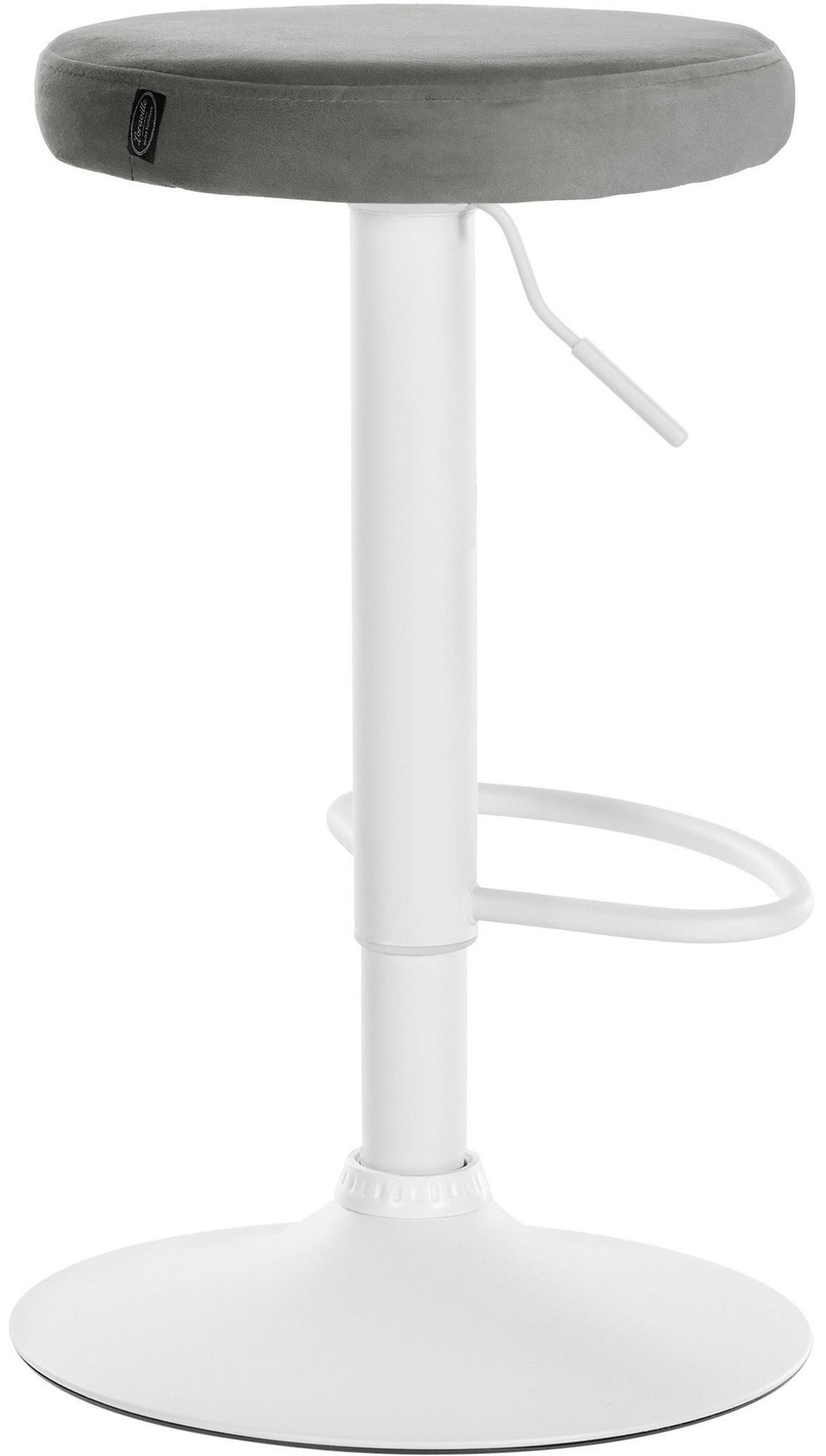BARHOCKER Samt grau - Weiß/Grau, Textil/Metall (38.5/60/38.5cm) - CLP