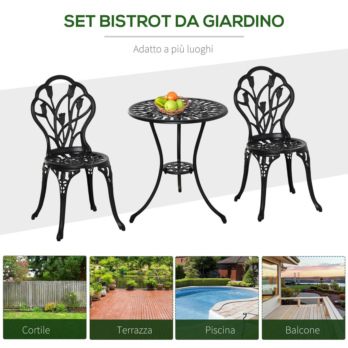 GARTEN-BEISTELLTISCHSET Schwarz 3 Stück - Schwarz, Naturmaterialien (60/60/67cm) - GiPP