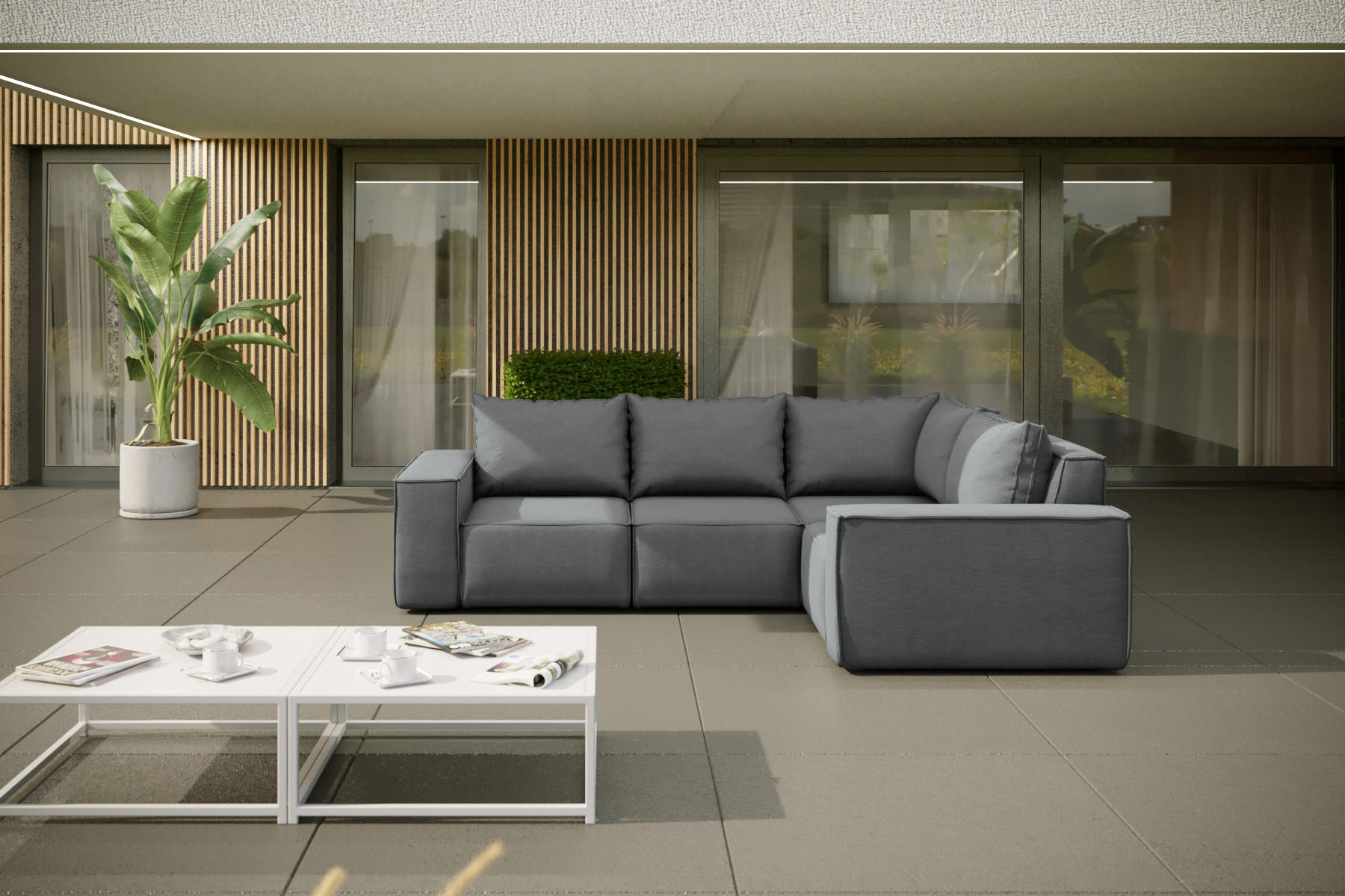 GARTENECKSOFA Für Den Garten SONNE Grau Links - Grau, Holz (246/73/181cm) - Kaiser Möbel