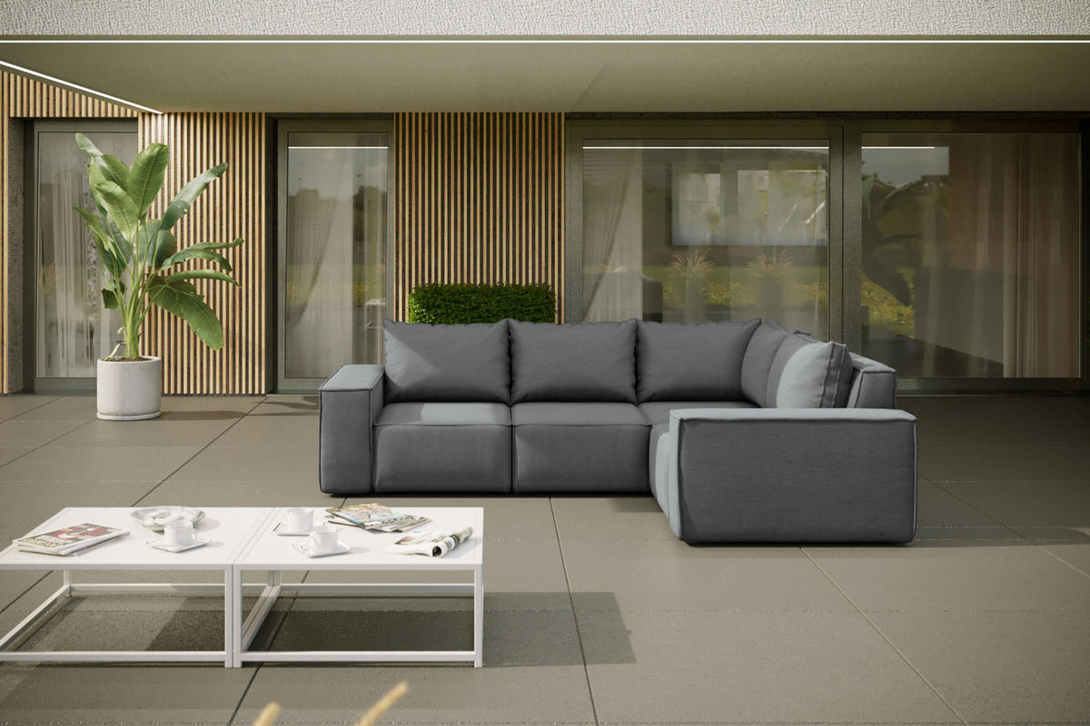 GARTENECKSOFA Für Den Garten SONNE Grau Links - Grau, Holz (246/73/181cm) - Kaiser Möbel