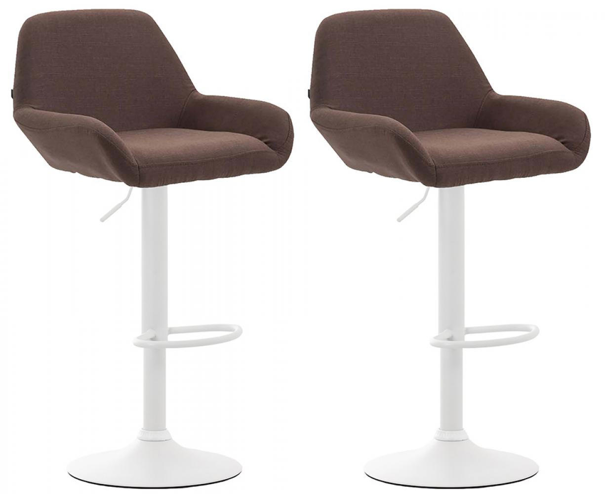 BARHOCKER 2er Set Stoff braun - Weiß/Braun, Textil/Metall (51/89/52cm) - CLP