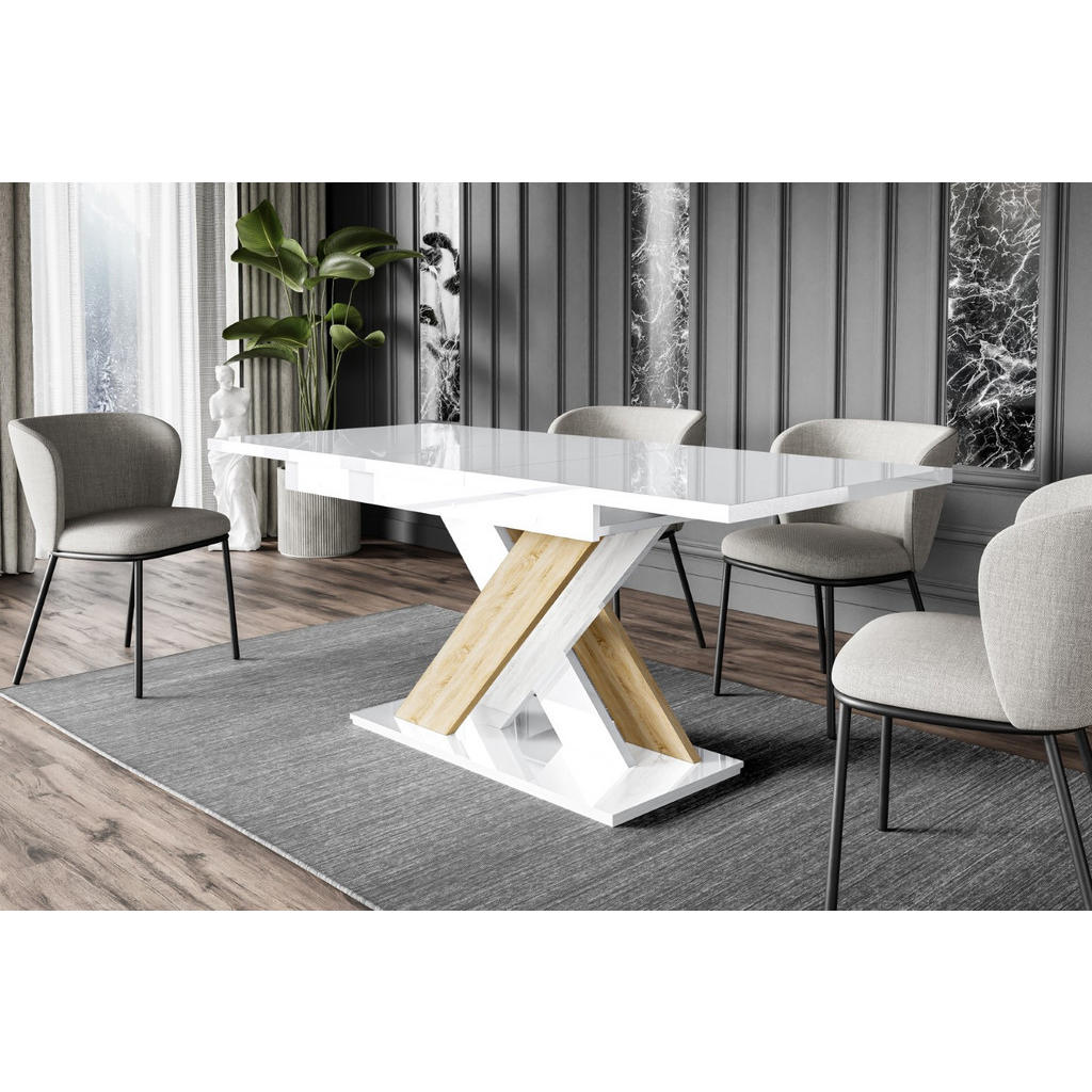Thumbnail - Altdecor Esstisch, Sonoma Eiche, Holzwerkstoff, Rechteckig,Rechteckig, X-Form, 80x75x140 cm, Esszimmer, Tische, Esstisch...