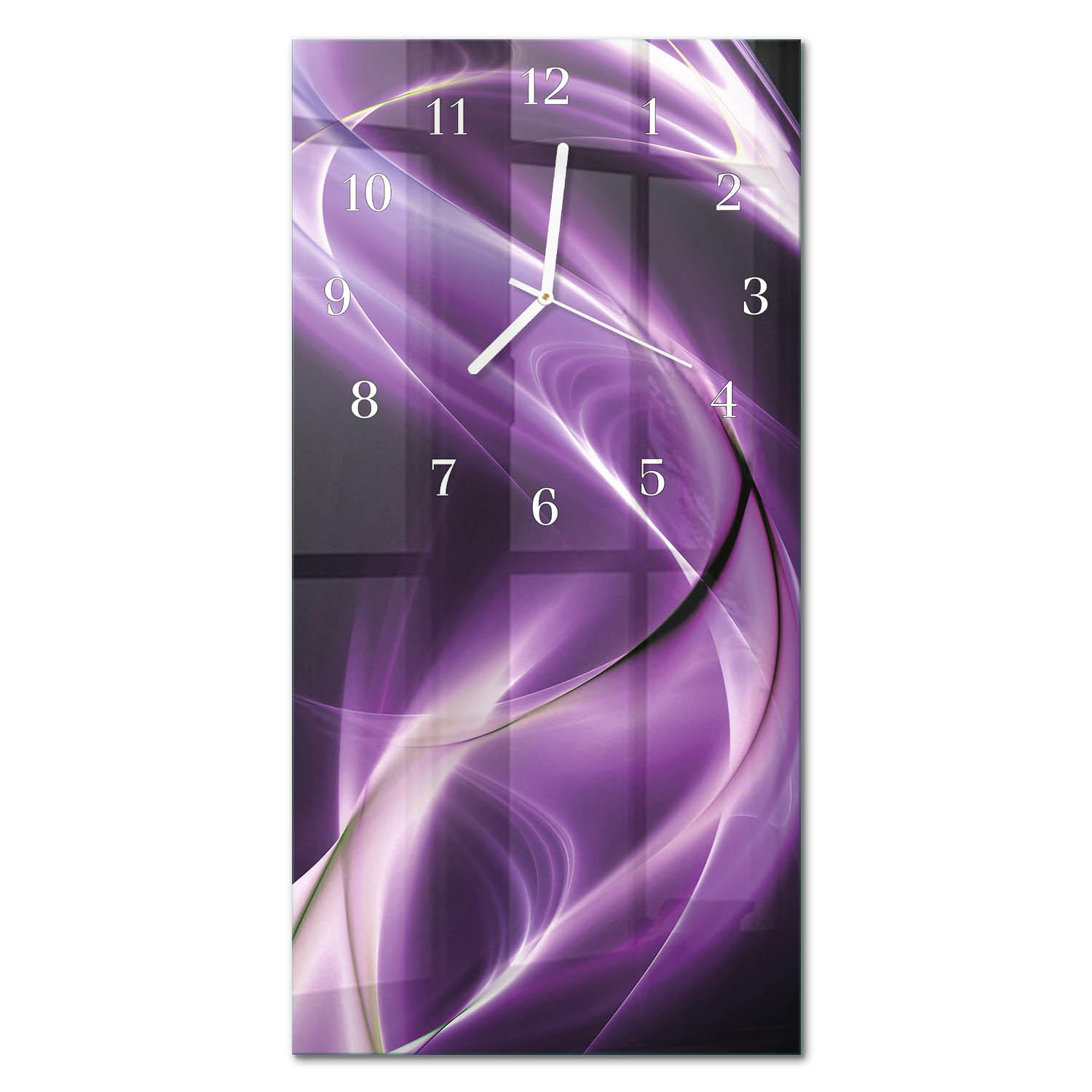 WANDUHR 30x60 cm - Abstrakte Linien - Lila, Glas (30/60/0.4cm) - TULUP