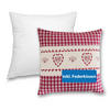 DEKOKISSEN Herz rot 40/40 cm Landhaus-Stil mit Reißverschluss inkl. 100% Federkissen - Beige/Rot, Textil (40/40cm) - wometo