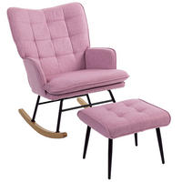 SCHAUKELSTUHL Fußstütze Kissen Armlehnen Holzbeinen 130 kg Rosa - Rosa, Textil (64/90/89cm) - Vallsero