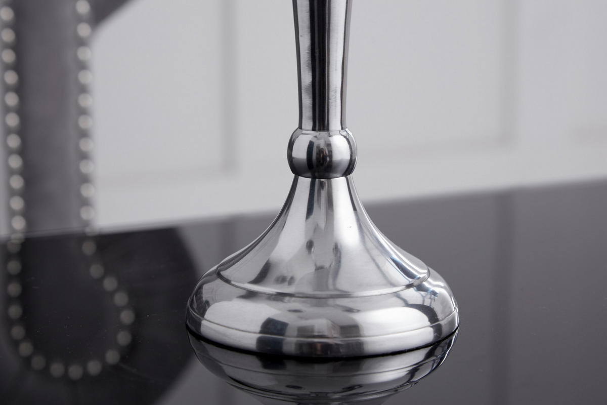 KERZENSTÄNDER MODERN BAROCK Metall Silber 40 cm - Silberfarben, Metall (33/41/33cm) - riess-ambiente