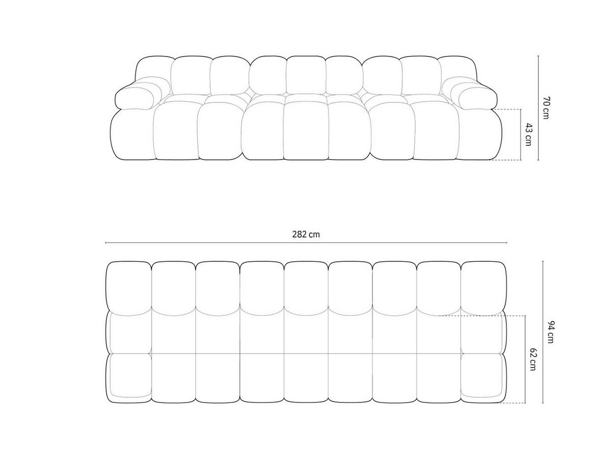 SOFA modular Bellis aus 3D-Stoff schwarz 3 Sitzplätze - Schwarz, Textil (94/70/282cm) - Micadoni
